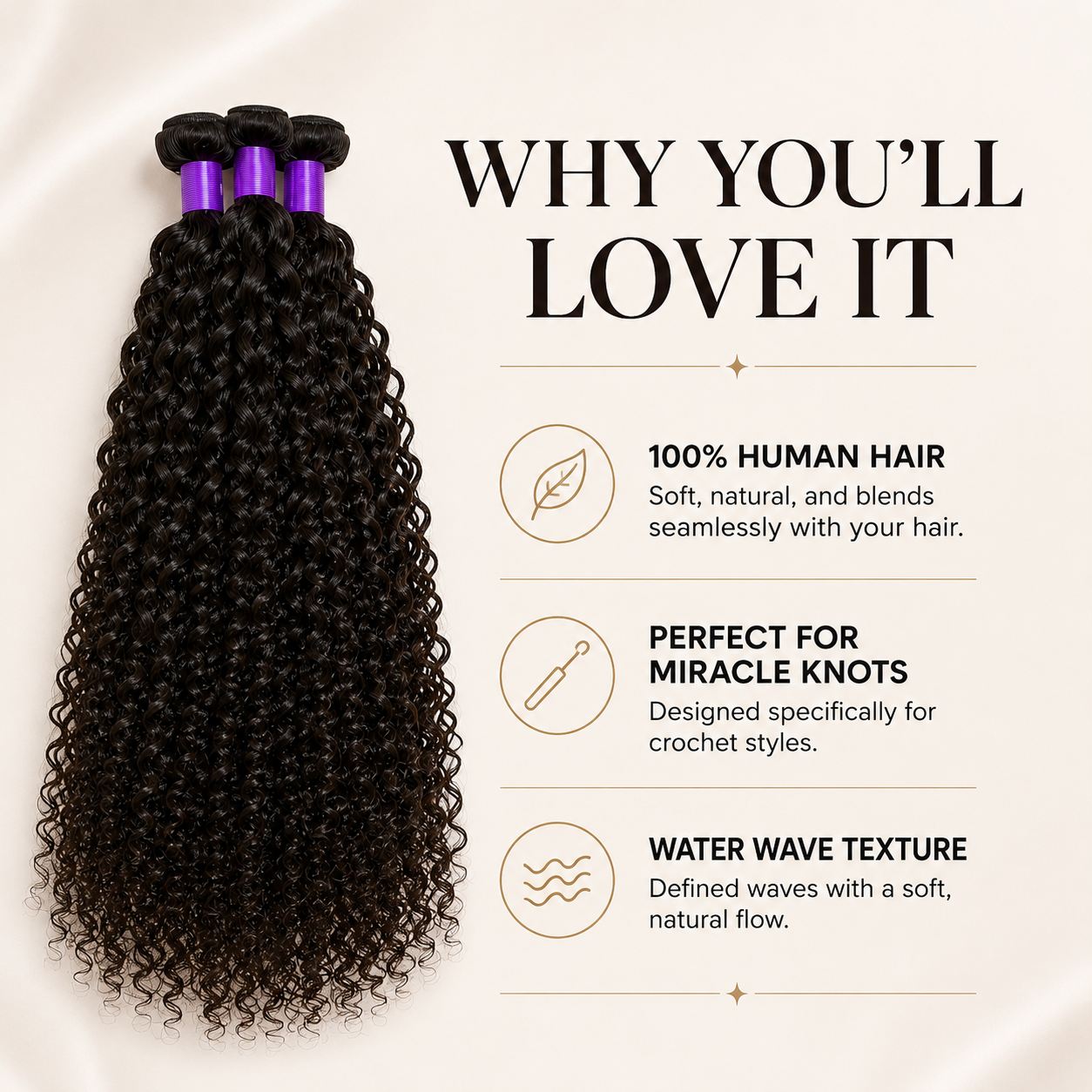 Human Crochet Hair Water Wave For Miracle Knots